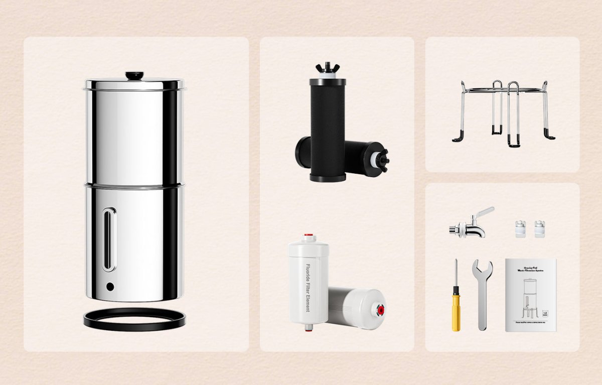 Aimex Portable Water Filter - Gravity - Fed, 304 Stainless Steel, Fluoride Removal