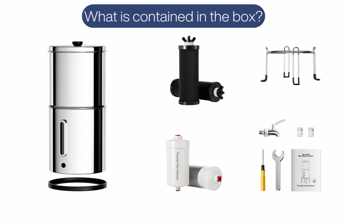 Aimex Portable Water Filter - Gravity - Fed, 304 Stainless Steel, Fluoride Removal