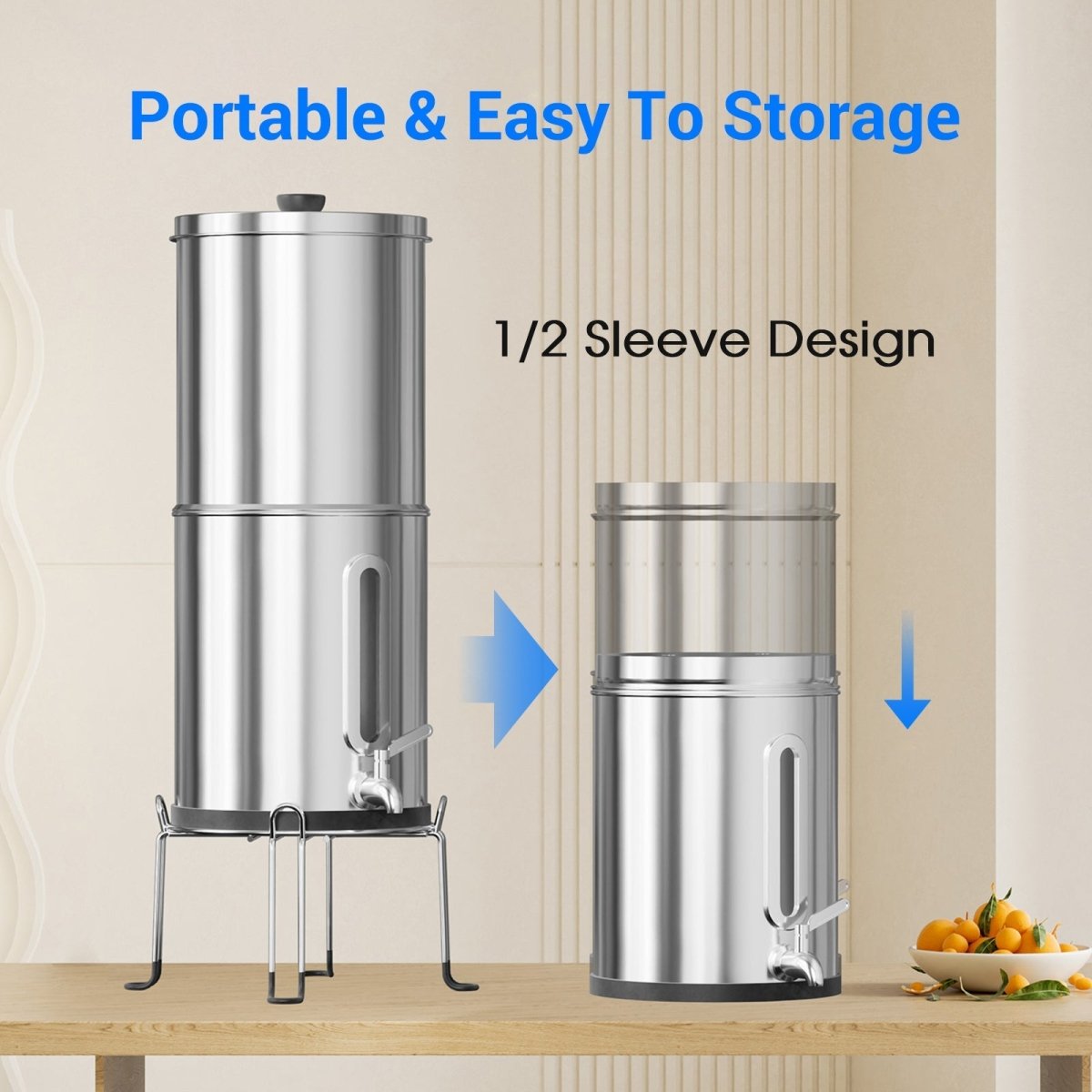 Aimex Portable Water Filter - Gravity - Fed, 304 Stainless Steel, Fluoride Removal