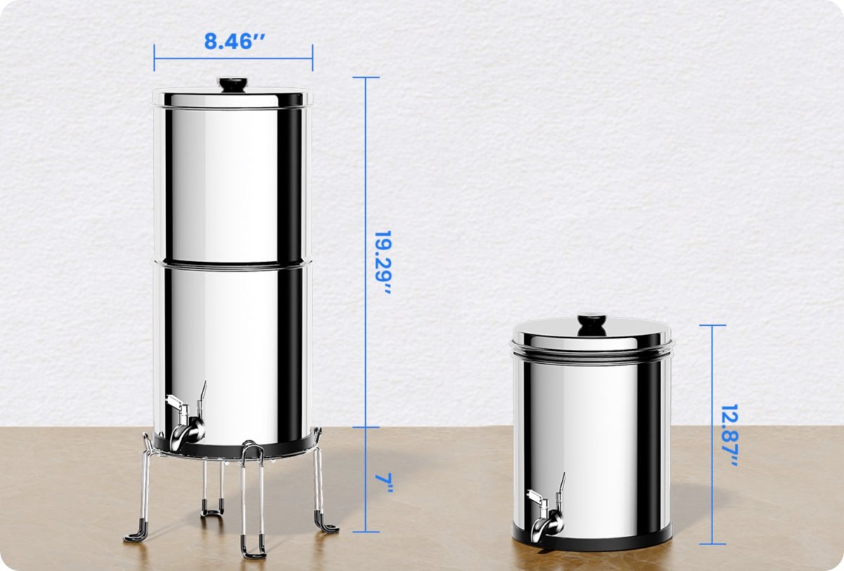 Aimex Portable Water Filter - Gravity - Fed, 304 Stainless Steel, Fluoride Removal