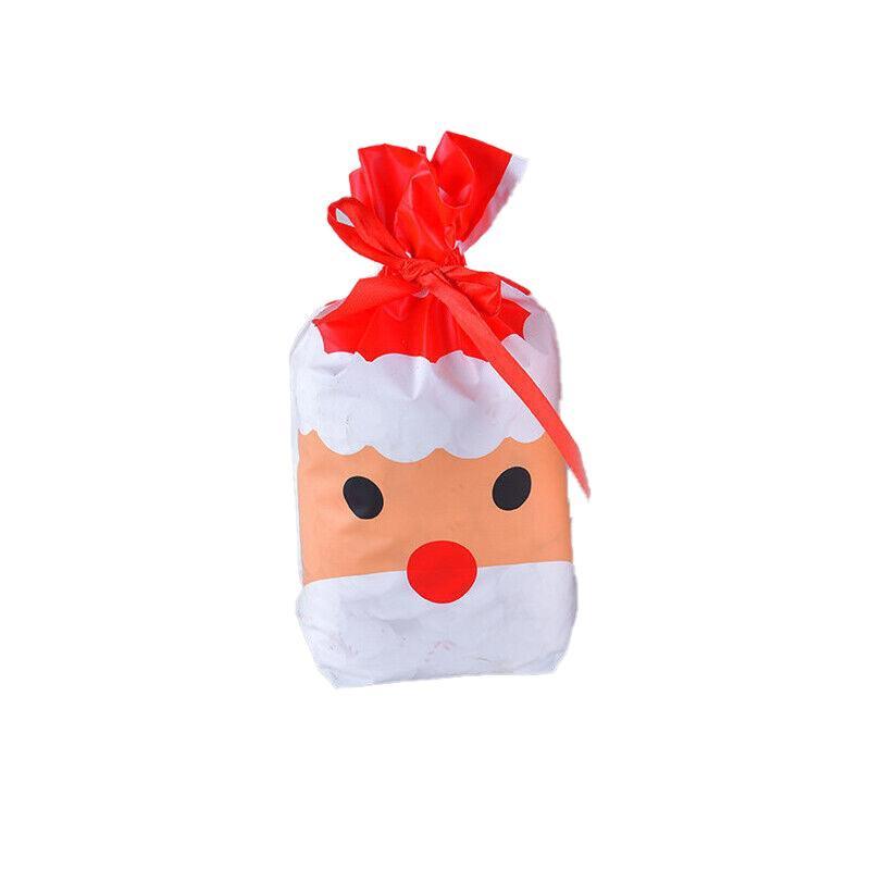 10pcs Christmas Candy Bags Gift Treat Drawstring Pouches Biscuit Cookie Packaging - 10Pcs Bag - Merry Christmas