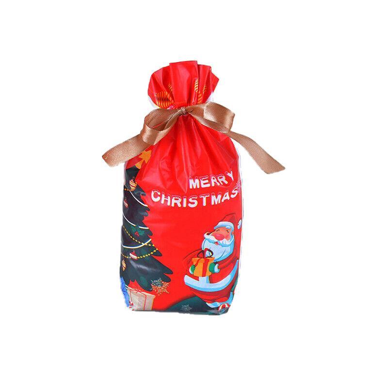10pcs Christmas Candy Bags Gift Treat Drawstring Pouches Biscuit Cookie Packaging - 10Pcs Bag - Merry Christmas