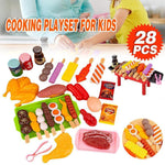 28PCS Pretend BBQ Grill Cooking Food Toy Set for Role Play