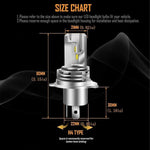 2 Pack H4 LED Headlight Bulbs 6000K White 9600LM High Low Beam Canbus Ready