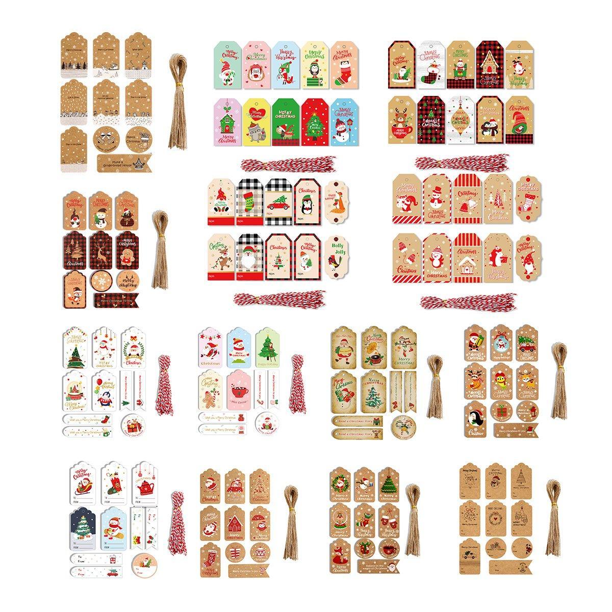 50PCS Christmas Kraft Paper Gift Tags Vintage Holiday Party Card Packaging Decor - 5