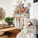 1Pc Christmas Square Cushion Cover Throw Waist Pillow Case Sofa Home Decor - Deer Head