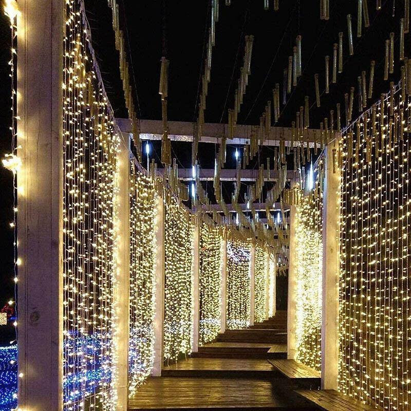 5M 50 Led Curtain Fairy String Lights Wedding Outdoor Christmas Garden Party - Warm White