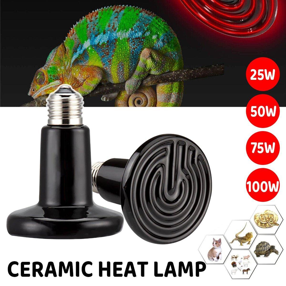 2X Ceramic Infrared Heat Lamp Bulbs for Reptiles and Terrariums - 25W - 2PCS