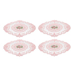 4 Pack Retro Lace Oval Placemats 31x42cm French Crochet Doilies 4 Colors Set - White