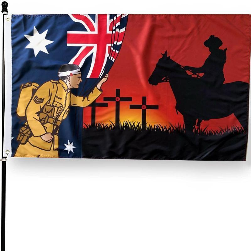 Lest We Forget Flag Australian War Horse Flag ANZAC Day Remembrance Flag