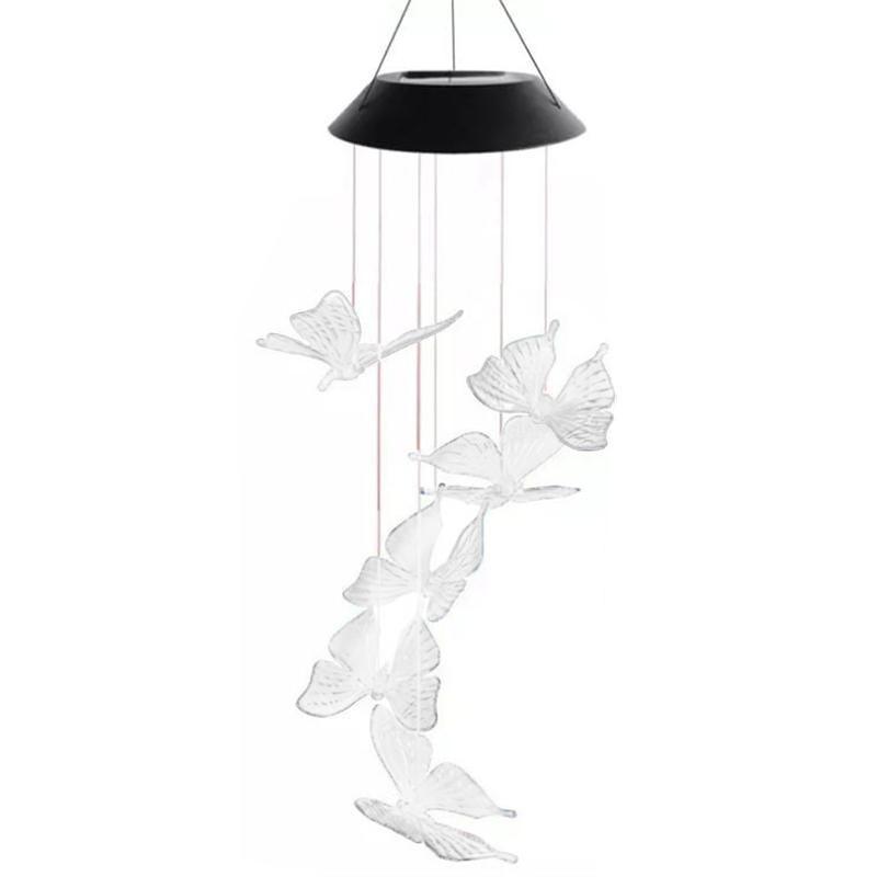 Colour Changing Wind Chimes LED Light Hanging Decor Outdoor Solar Powered Garden - Dogs