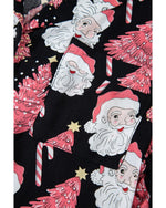 Black Christmas Santa Printed Two Piece Pajamas Set - M