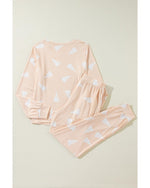 Apricot Christmas Tree Print Loose Fit Two Piece Pajama Set - S