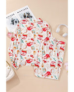 White Christmas Pattern Long Sleeve Shirt and Pants Pajama Set - M