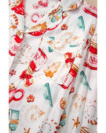 White Christmas Pattern Long Sleeve Shirt and Pants Pajama Set - S