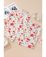White Christmas Pattern Long Sleeve Shirt and Pants Pajama Set - XL