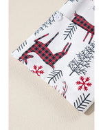 White Christmas Deer Printed Shirt and Shorts Lounge Set - M