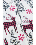 White Christmas Printed Shirt and Pants Pajama Set - L