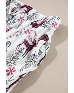 White Christmas Printed Shirt and Pants Pajama Set - S