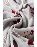 Light Grey Christmas Printed Shirt and Pants Pajama Set - L