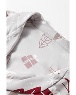 Light Grey Christmas Printed Shirt and Pants Pajama Set - S