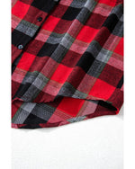 Red Christmas Checkered Pattern Loose Shirt and Pants Lounge Set - M