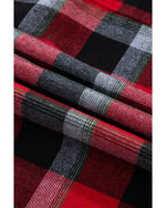 Red Christmas Checkered Pattern Loose Shirt and Pants Lounge Set - S