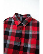 Red Christmas Checkered Pattern Loose Shirt and Pants Lounge Set - XL