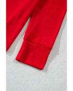 Red Solid Top and Christmas Pants Two Piece Lounge Set - L