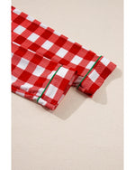 Fiery Red Christmas Plaid Print Shirt and Pants Pajama Set - L
