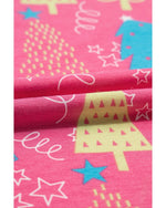 Rose Christmas Tree Print V Neck Tee and Pants Lounge Set - M