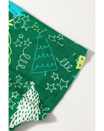 Green Christmas Tree Print V Neck Tee and Pants Lounge Set - L
