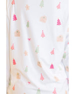 White Christmas Print Short Sleeve Shirt and Shorts Pajama Set - L