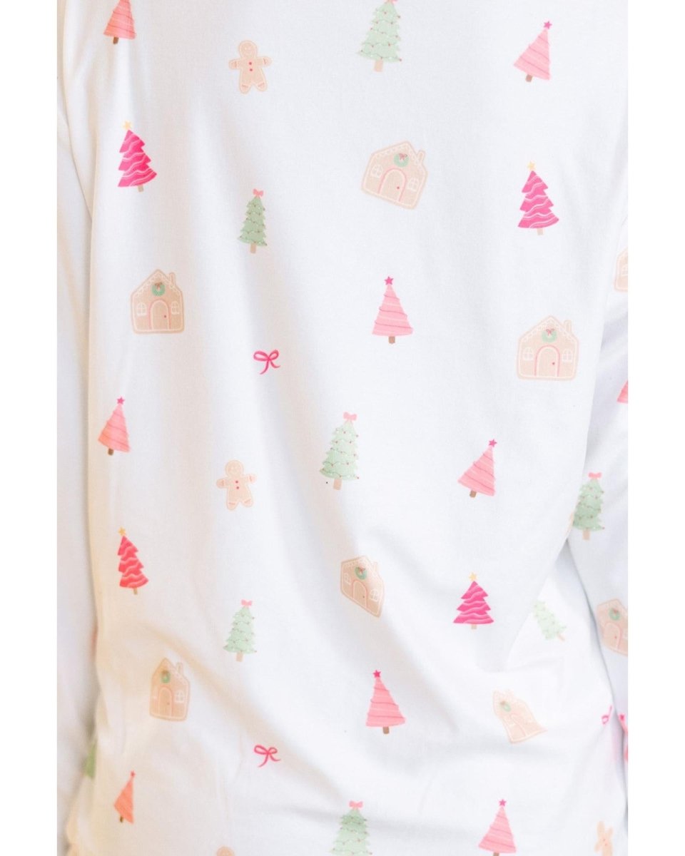 White Christmas Print Short Sleeve Shirt and Shorts Pajama Set - XL