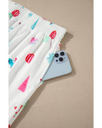 White Christmas Print Lapel Shirt and Pants Sleepwear - 2XL