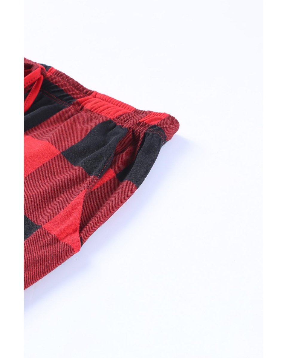 Red Plaid Merry Christmas Graphic Loungewear Set - S