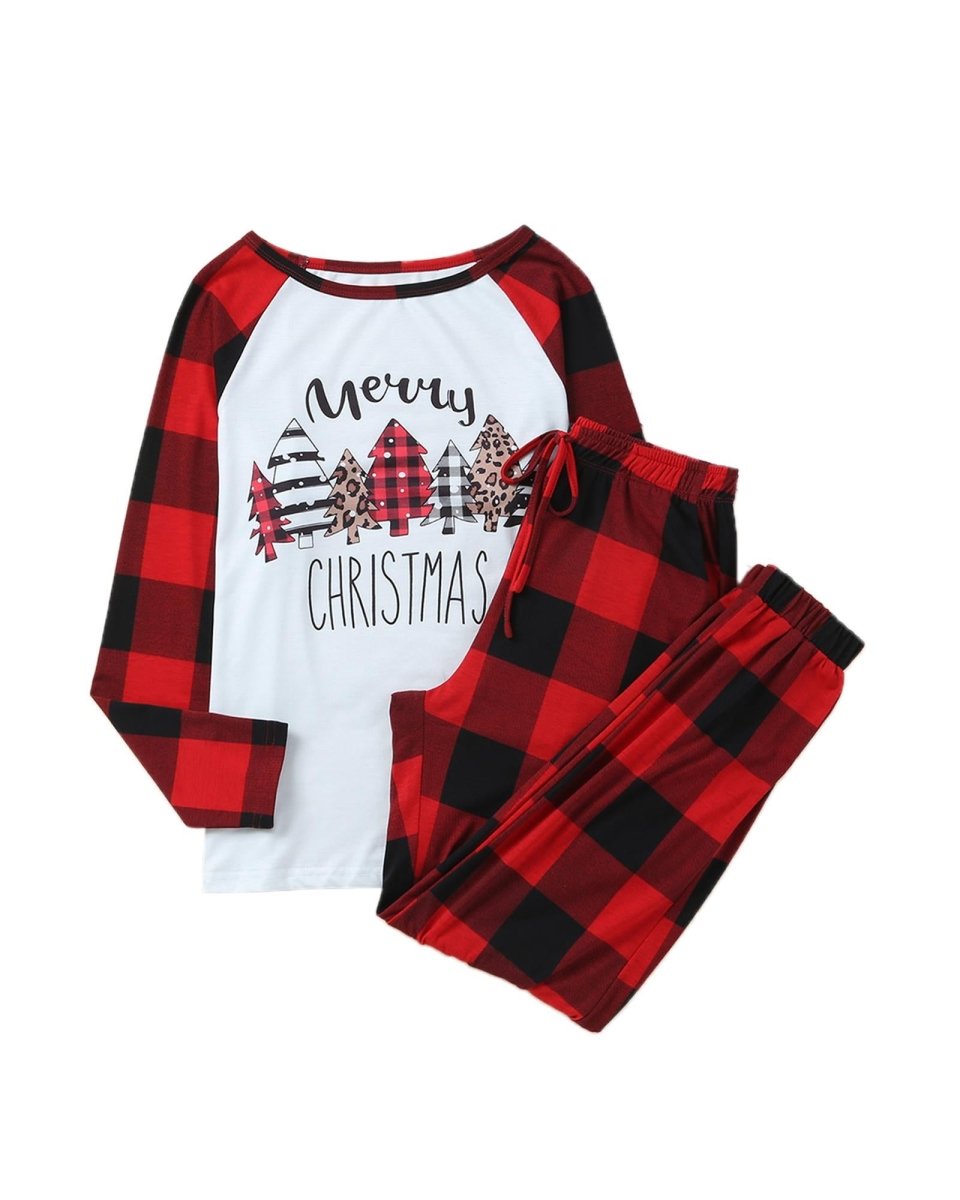 Red Plaid Merry Christmas Graphic Loungewear Set - XL