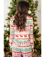 Bright White Christmas Print Pullover and Pants Lounge Set - L