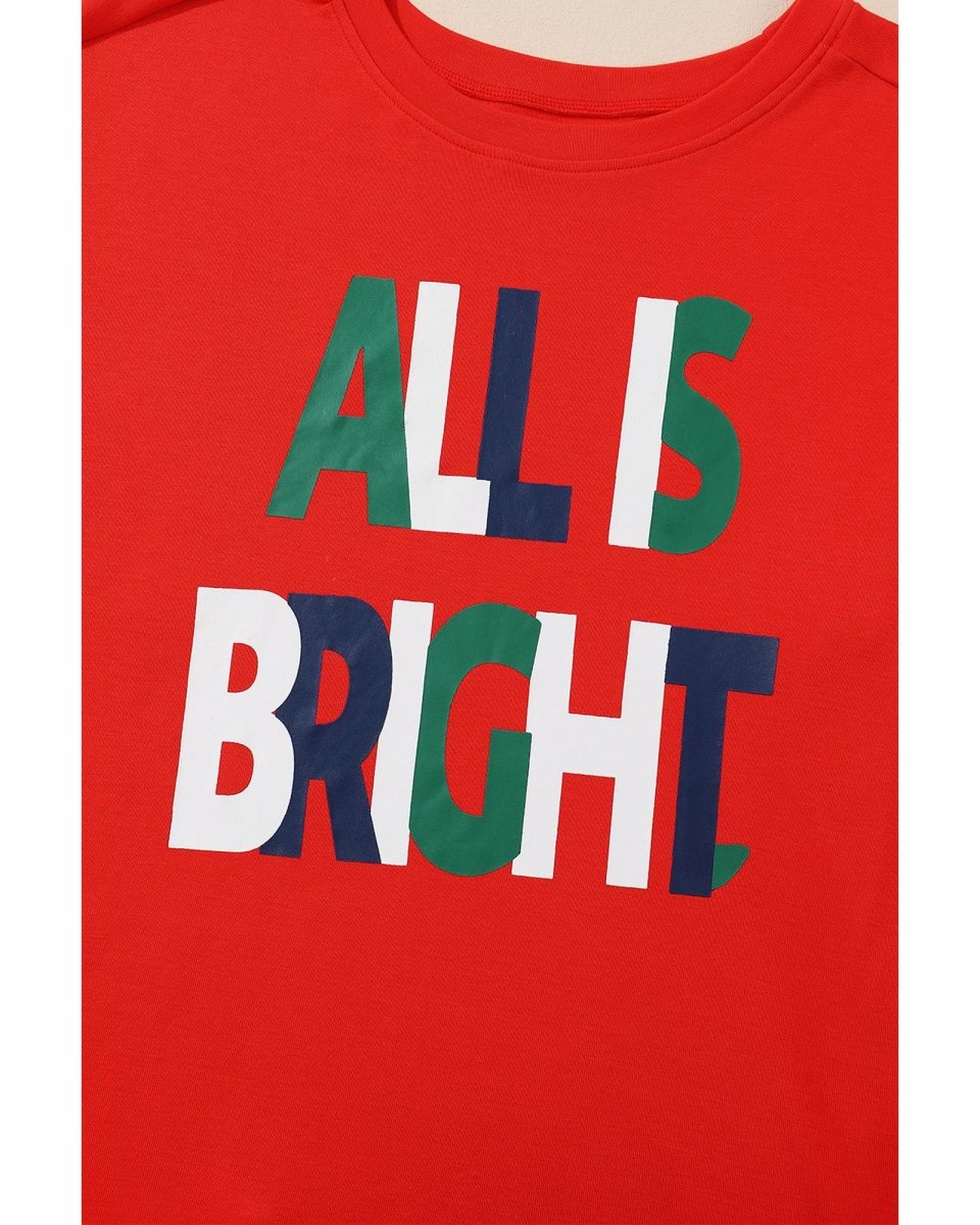 Multicolor ALL IS BRIGHT Graphic Christmas Plaid Pajamas Set - S