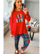 Multicolor ALL IS BRIGHT Graphic Christmas Plaid Pajamas Set - XL