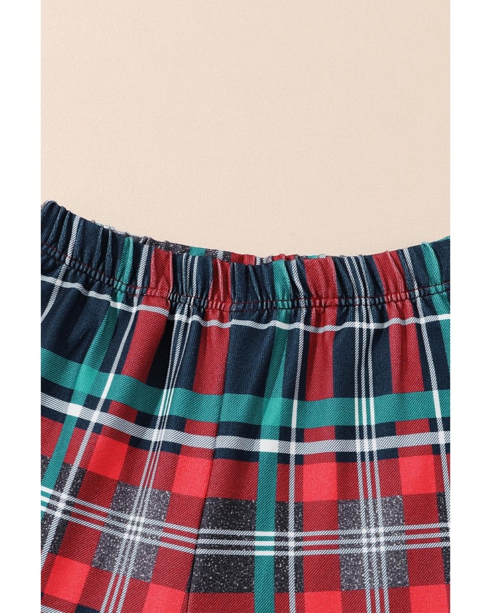Multicolor ALL IS BRIGHT Graphic Christmas Plaid Pajamas Set - XL
