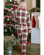 Red Christmas Plaid Allover Top and Pants Lounge Set - L