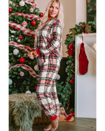 Red Christmas Plaid Allover Top and Pants Lounge Set - S