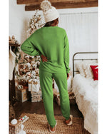 Spinach Green Sequined Christmas Cane Pattern Lounge Sweatsuit - XL