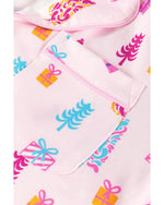 Pink Christmas Twinkle Tree Print Shirt Sleep Dress - S