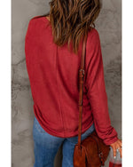 Red Christmas Tree Patch Long Sleeve Casual Top - S