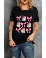 Black Santa Claus Bow Knot Christmas Graphic T Shirt - S