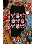 Black Santa Claus Bow Knot Christmas Graphic T Shirt - S