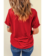 Red Christmas Santa Claus Print Crew Neck T Shirt - S