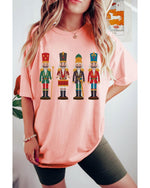 Pink Cute Nutcracker Graphic Crewneck Christmas T Shirt - L